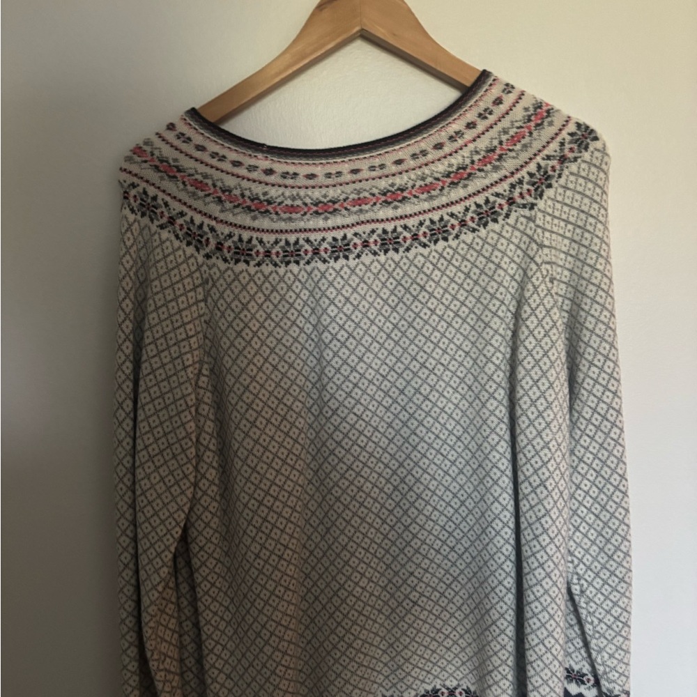 Talbots Cream and Black Patterned Sweater